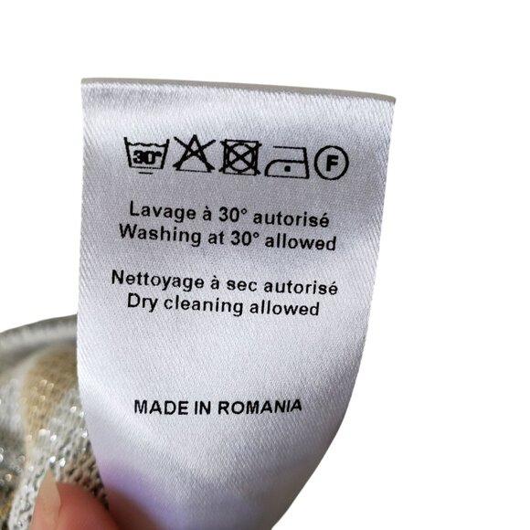 Paco Rabanne Gold Silver Stripe Metallic Knit Maxi Skirt Side Slit Glam Resort - Picture 7 of 14